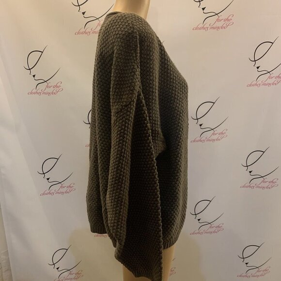 NEW RIVER. Sz Medium. Olive Drab. Cotton Ramie Blend Sweater. Pullover. B87. - Picture 3 of 5